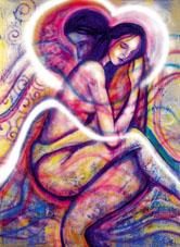 Abstract image of soulmate lovers embracing