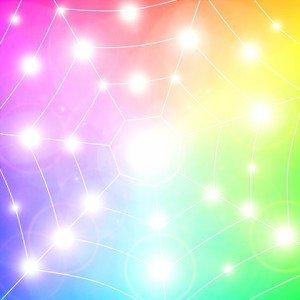 Rainbow art web pattern sparks of bright light